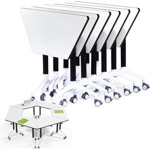 Opvouwbare vergadertafel - vergadertafel - trapeziumvormige moderne kantoorvergadertafel, opvouwbare vergadertafel mobiele trainingstafel flip-top training seminar tafel met vergrendelende wielen