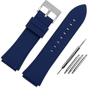 Rubber Horlogeband 22mm Blauwe Kleur Siliconen Rubber Armband for Guess for W0247G3 for W0040G3 for W0040G7 Horloges Band Sport horlogebandje (Color : Blue silver buckle, Size : 22mm)