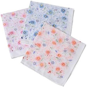 3 stuks 43x43cm vierkante bloem gedrukt dame vrouwen zakdoeken vintage katoenen handdoek Moederdag cadeau (Color : Style 2)