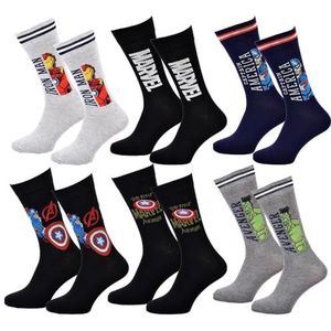 Disney Socks And Underwear - Marvel, Avengers, Dc Comics herensokken van katoen, verschillende modellen afhankelijk van de beschikbaarheid, meerkleurig, Verpakking met 6 paar, 43-46 EU