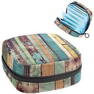 Maandverband Opbergtas, Periode Kit Bag voor school, Menstruatiekopzakje, Maandverband Pads Organizer Bag, Rustieke houten plank