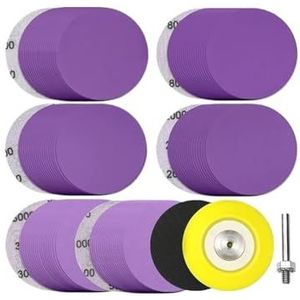 DHRCONPA 122 stuks 3 inch 600 tot 5000 korrels, 1/4 inch schuurschijven met klittenband schuurpapier, schuimpolijstpad for hout en metaal