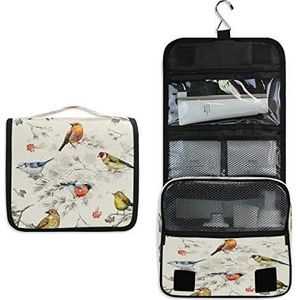 RXYY Opknoping Reizen Retro Lente Zomer Vogels Toilettas Vouwen Badkamer Gym Organizer Draagbare Cosmetische Waszak voor Vrouwen Meisjes