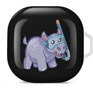 Duiken nijlpaard oordopjes hoesje compatibel met Samsung hard shell beschermhoes wit stijl