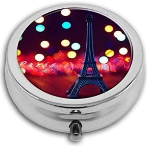 Mooie Eiffeltoren Pil Box-3 Compartiment Geneeskunde Pil Case, Draagbare Geneeskunde Tablet Vitamine Houder Organizer voor Portemonnee Pocket Reizen Geschenken