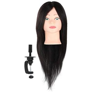 Mannequin Hoofd met Echt Menselijk Haar, Haar Kapper Cosmetologie Mannequin Oefenpop Trainingshoofd Haar met Gratis Klemhouder, voor Vlechten Haar Styling Training Salon Display
