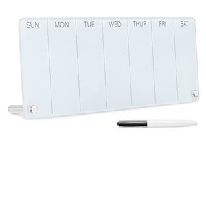 Navaris Whiteboard Weekplanner - Met dagen van de week - Staand memobord met marker - Voor op tafel of op bureau