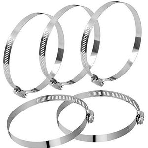 Jatiler 5 stuks roestvrijstalen slangklemmen 105-127 mm roestvrijstalen slangklemmen set verstelbare slangklem voor wasmachine tuin