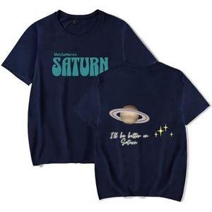 SZA T-shirts Better On Saturn Merch Mannen Dames Mode Tee Jongens Meisjes Cool Zomer Korte Mouw Shirts, Blauw, 3XL
