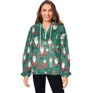 KAAVIYO Groene kerstman kunst pluizige jas pullover hoodie capuchon zakken donzig fleece sweatshirt ronde hals truien hoodies voor meisjes vrouwen, Patroon, XL