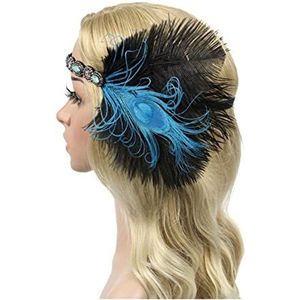 Veer Hoofdband Mode haarband jaren 1920 hoofddeksel veer flapper hoofdband Great Gatsby hoofdtooi vintage bandeau femme giet Carnaval Veer Hoofdband (Size : BU)