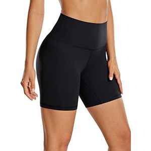 CRZ YOGA Dames Butterluxe Yoga Short 6''-Hoge Taille Workout Gym Leggings Hardlopen Spandex Biker Shorts zwart XS