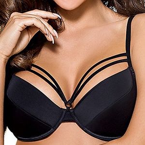 Axami V-6341 Mistral push-up beha voor vrouwen, afneembare bandjes, topkwaliteit, EU, zwart, 75B