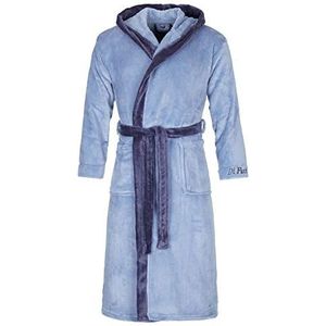 Di Ficchiano Monza badjas met capuchon voor heren, pluizige ochtendjas, elegante microvezel nachtkleding, kimono met keuze uit kleuren en maten S - 5XL, badjas, Öko-Tex-standaard 100, Jeans blauw, S