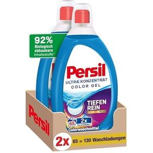 Persil Ultra concentraat Color wasmiddel (2 x 65 wasbeurten), sterk geconcentreerd vloeibaar wasmiddel met Dieptereinig-Plus-technologie tegen de hardnekkigste vlekken