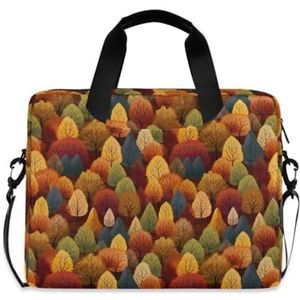 Goud Kleur Vlinders Paardebloemen Laptop Schouder Messenger Bag Case Sleeve voor 14 Inch 15 Inch Laptop Aktetas 15.6 Inch, Herfst Bomen, One Size