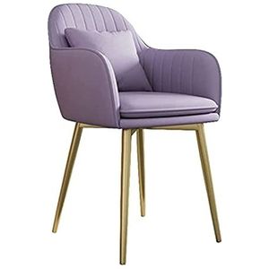 GEIRONV Keuken eetkamerstoelen, fluwelen zitting en rugleuning Slaapkamer stoel woonkamer lounge stoel met metalen poten 1 stuks Eetstoelen (Color : Purple)