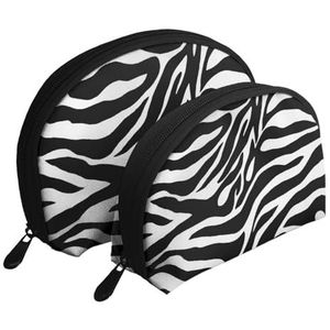 Make-uptas, cosmetische reistas 2 stuks draagbare clutch zakje set zakje organizer zebraprint, zoals afgebeeld, Eén maat