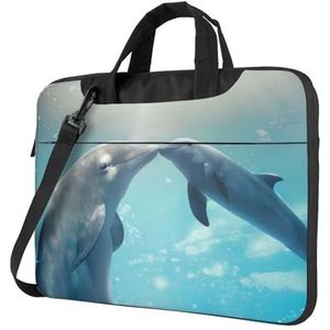 OPSREY winter de dolfijn gedrukte Laptop Tas Ultradunne Laptop Sleeve Draagbare Computer Beschermende Tas