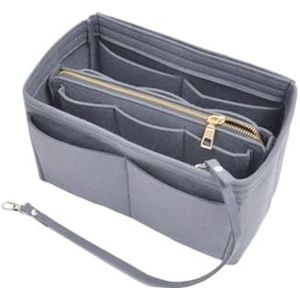 Multifunctionele Grote Capaciteit Make-up Opbergtas Vilt Doek Liner Reizen Insert Draagbare Tas in Tas Cosmetische Organizer, Grijs-XL, Eén maat