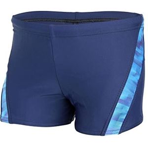 Aquarti Jongens Korte Zwembroek Zwemboxer met Strepen, Donkerblauw/blauw, 146