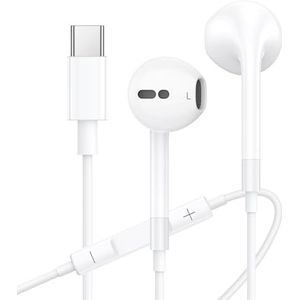 Usb-C-hoofdtelefoon, iPhone 16 Pro Max hoofdtelefoon met kabel, hifi-stereo, oordopjes met microfoon en volumeregelaar, in-ear hoofdtelefoon met kabel, oortelefoon, USB C voor iPhone 16 15 Google