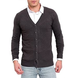 Subliminal Mode - Gebreid vest voor heren, lange mouwen, licht, ideaal voor overhemd met knoop BX888, 806, donkergrijs, XL