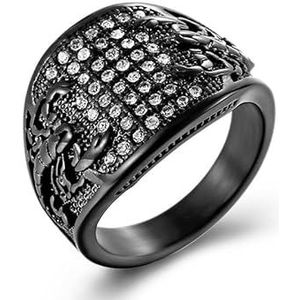 Sieraden Vintage stalen ring Ring heren gepersonaliseerde hiphop draagbare handsieraden (Color : Black, Size : 12#)