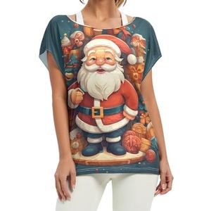 Kerst Leuke Kunst Vrouwen Korte Batwing Mouw Shirt Ronde Hals T-shirts Losse Tops Voor Meisjes, Patroon, M