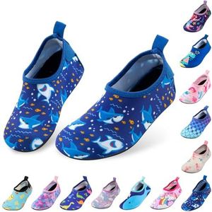 Owanvion Waterschoenen, voor kinderen, sneldrogend, antislip, blote voeten, zwemmen, aquasokken, voor strand, zwembad, voor jongens, meisjes, peuters, zuigelingen, haai, 22/23 EU