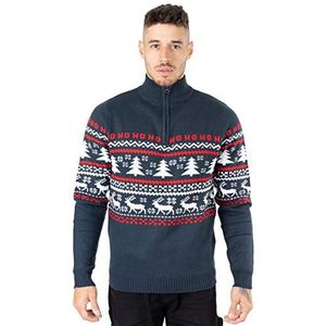 Noroze Kersttrui, innovatieve Fair Isle-trui, grof gebreide uniseks kersttruien, maat S-2XL, marineblauw, L
