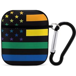 LGBTQ Gay Pride Love Regenboog Vlag Leuke Case Cover Voor AirPods 2 & 1 Beschermhoes Met Sleutelhanger Geschenken voor Mannen Vrouwen