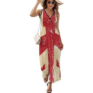 Georgia Retro Vlag Casual Maxi Jurk Voor Vrouwen V-hals Zomer Jurk Mouwloos Strandjurk XL