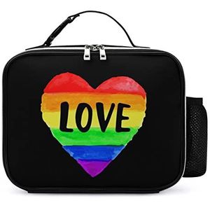 Liefde Regenboog Gay Pride Hart Draagbare Geïsoleerde Lunch Tassen Box Tote Volwassenen Koeltas voor Mannen & Vrouwen Werk Picknick