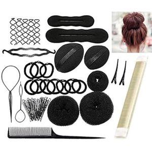 Kappershulp-set met Duitse handleiding (mogelijk niet beschikbaar in het Nederlands) – eenvoudige kapsels voor iedereen om na te maken! – Kapselhulpset voor lang haar met veel accessoires (blond)