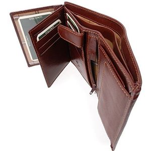 Visconti - Grote Heren Portemonnee van Leer - RFID Blokkerende - Wallet met 11 Creditcardhouders, Muntvak & Biljetvak - Geschenkdoos - MZ3 Milan Bruin