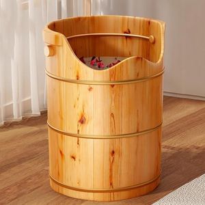 PA-DABAOO Voetbadbad, Voetbad Voor Volwassenen, Voetbad, Voetbadbad Met Deksel, Houten Voetbad, Voetbadbad, Verdikt Houten Vat Voor Voetbad, Spa -Voetverzorging,50cm