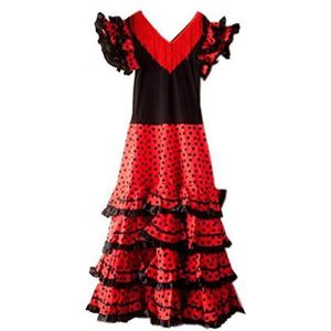 La Senorita Spaanse flamenco jurk/kostuum - voor vrouwen/dames - zwart/rood - maat 40-42
