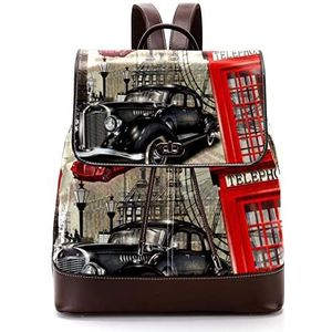 London Vintage gepersonaliseerde schooltassen boekentassen voor tiener, Meerkleurig, 27x12.3x32cm, Rugzak Rugzakken