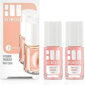 BELWEDER - Nagellak met Vitamine E 2 x 7,5ml - Nagelverzorging voor Zwakke en Droge Nagels - Halftransparante Nagellak voor Broze Nagels - Verrijkt met Panthenol en Calcium - Nagelverzorgende