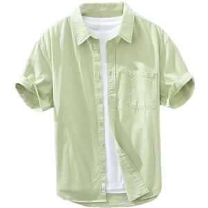 Dvbfufv Heren Effen Kleur Katoen Lichtgewicht Korte Mouw Shirt Zomer Business Casual Dagelijks Shirts Losse Casual Jas, En8, M