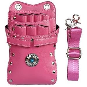 Schoudertas voor kappersschaar, kappersschaar, kapperstas, tas voor kappersgereedschap, tas voor riem, schouder en taille, PU (roze)