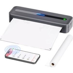 Handheld printer, Nieuwe A4 draagbare printer draadloos M832 for reizen, werk, thuis, inktloze thermische mobiele printerondersteuning(Nero)
