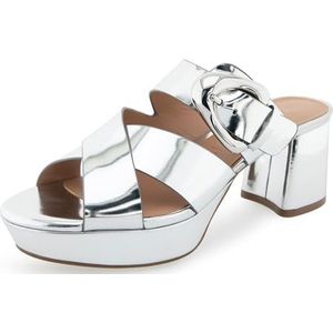 Aerosoles Collin sandaal met hak voor dames, Zilveren Spiegel Metallic Pu, 7.5 UK Wide