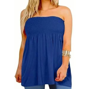 Womens Tshirt Women'S Plus Size Tube Top Lady Oversize Solid Color Sleeveless Slight Stretch Pleated Clothes
