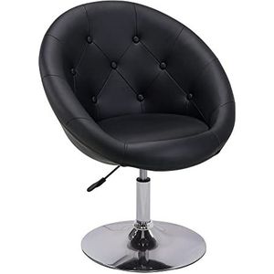 Duhome Loungestoel, in hoogte verstelbaar, kunstleer, make-uptafel, stoel, draaistoel, cocktailstoel met armleuning, voor woonkamer, eetkamer, slaapkamer, zwart