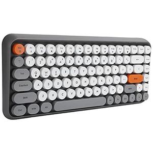 Draadloos Bluetooth-toetsenbord, Draagbare 84-toetsen Typemachine Retro Ronde Toetsenborden Gaming-toetsenbord, voor Thuis/school/kantoor/reizen (Grijs)