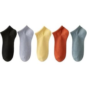 YIJIANUO Vrouwen 95% Gekamd Katoen Zakelijke Jurk Sokken Zachte Ademend Enkellengte Kleurrijke 5 Paren/partij Voor Lente Zomer, Kleur-b, 38