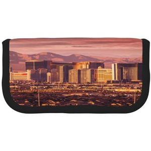 ASEELO Etui Leuke Vetplanten Grote Potlood Pen Pouch Tas Hoge Opbergtas voor Kinderen Vrouwen Mannen School Office Case, Las Vegas Zonsondergang, Canvas Pen Case, Beauty Case