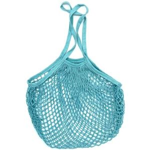 MZPOZB Draagbare Katoen Mesh Bag Draagbare Winkelen Mesh Zakken Voor Fruit Groente Netto Tas Opslag Handtas Katoen Opvouwbare Tas Voor Winkelen Boodschappen Mesh Zakken, Blauw, Long handle